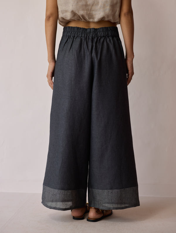 Cassa Linen Patchwork Co-ord Set - Charcoal