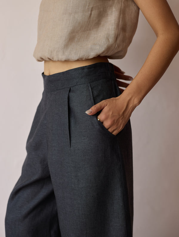 Kora Cowl-Neck Co-ord Set - Charcoal