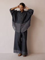 Cassa Linen Patchwork Co-ord Set - Charcoal