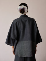Cassa Linen Patchwork Shirt - Charcoal