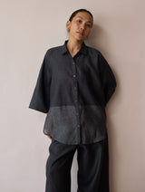 Cassa Linen Patchwork Co-ord Set - Charcoal