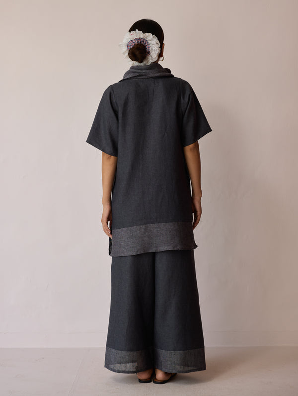 Kora Cowl-Neck Co-ord Set - Charcoal