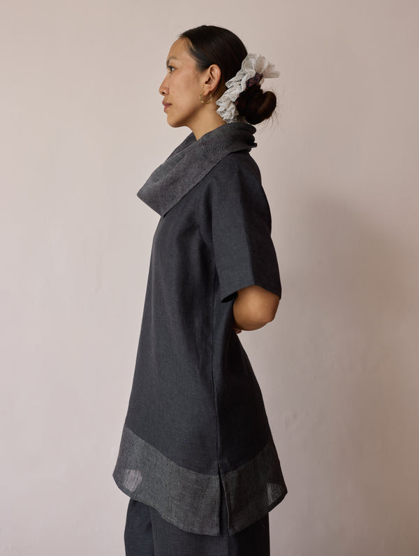 Kora Cowl-Neck Co-ord Set - Charcoal