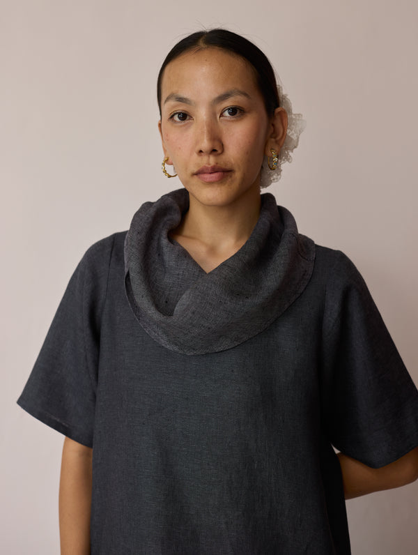 Kora Cowl-Neck Co-ord Set - Charcoal