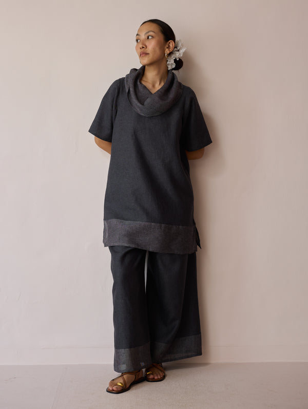 Kora Cowl-Neck Co-ord Set - Charcoal