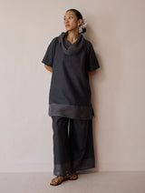 Kora Cowl-Neck Co-ord Set - Charcoal