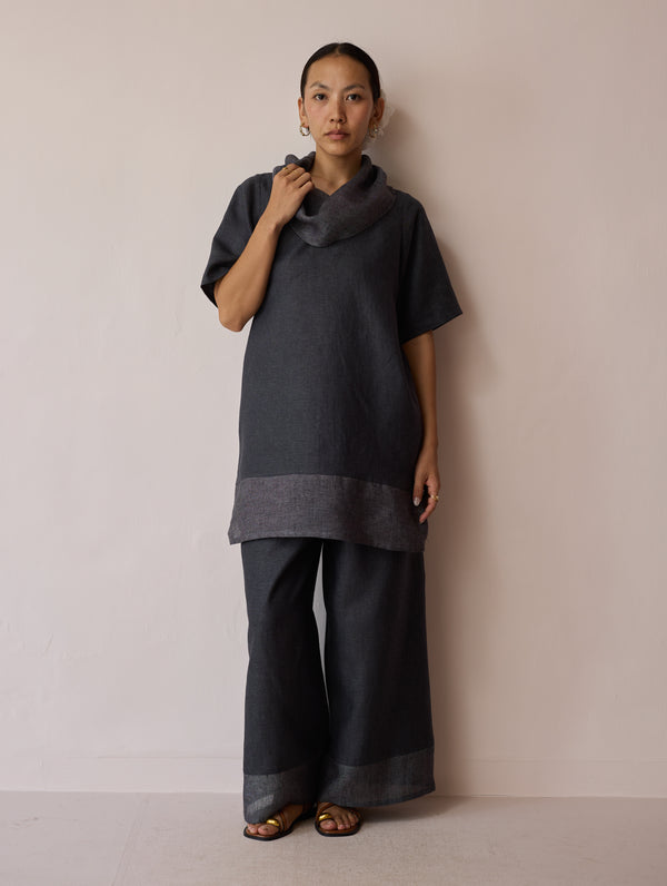 Kora Cowl-Neck Co-ord Set - Charcoal