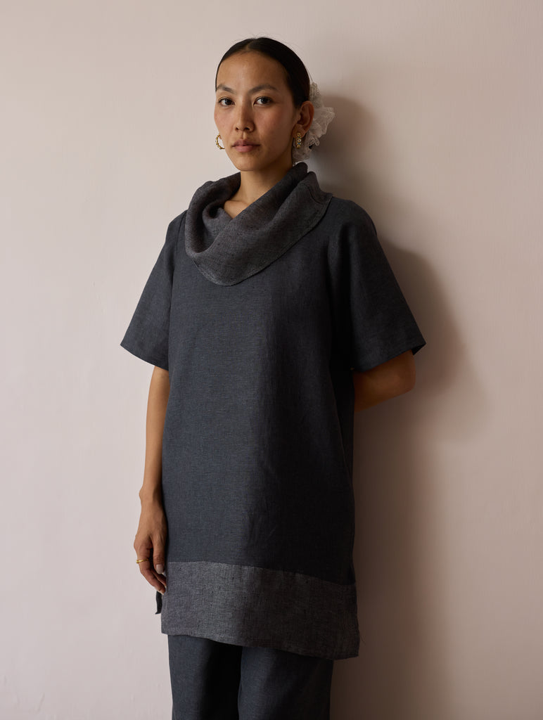 Kora Cowl-Neck Co-ord Set - Charcoal
