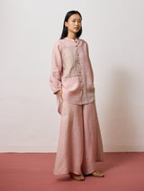 Rin Metallic Linen Co-ord - Pink