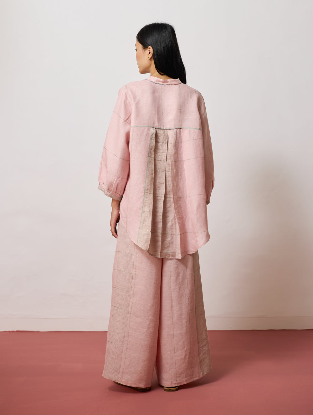 Rin Metallic Linen Co-ord - Pink