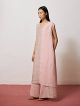 Rira Metallic Linen Long Tunic - Pink