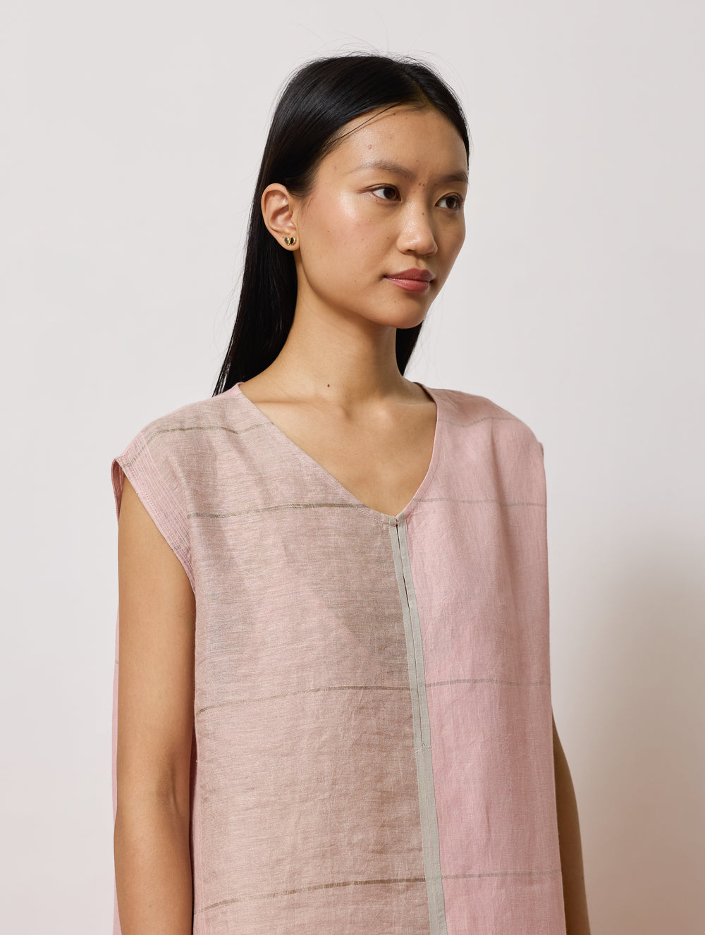 Rira Metallic Linen Long Tunic - Pink
