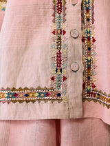 Zuri Hand-Embroidered Metallic Jacket - Pink