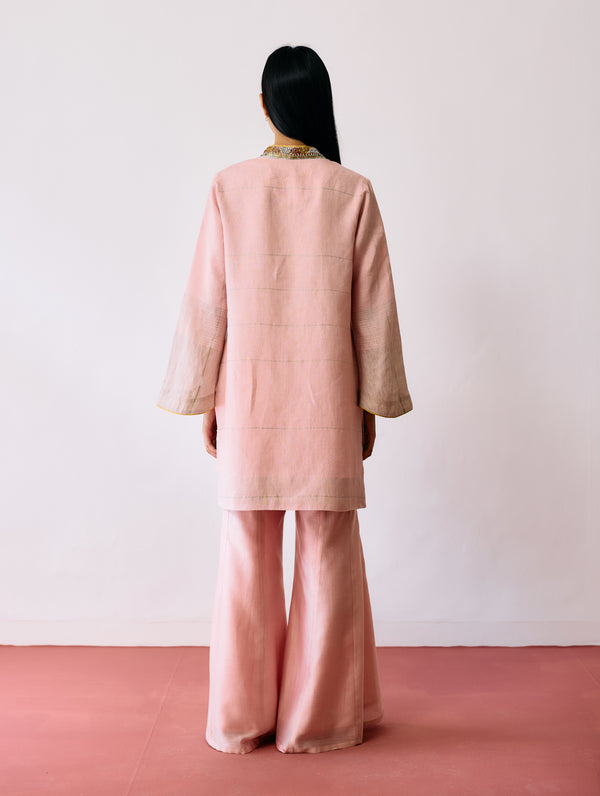 Naar Hand-Embroidered Metallic Kurta Set - Pink