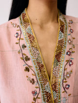 Naar Hand-Embroidered Metallic Kurta Set - Pink
