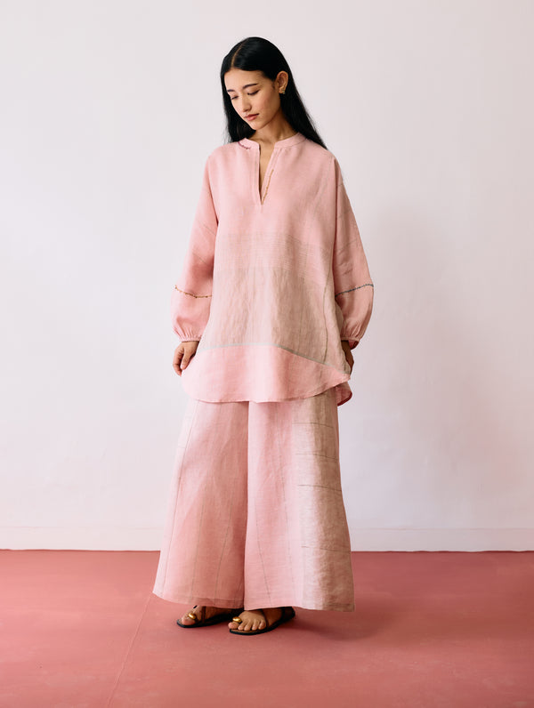Raza Metallic Linen Top - Pink