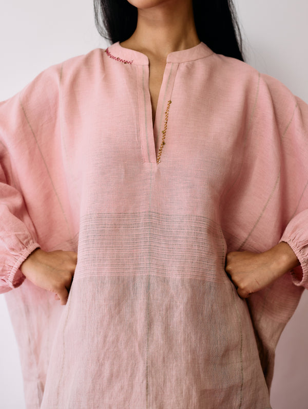 Raza Metallic Linen Co-ord - Pink