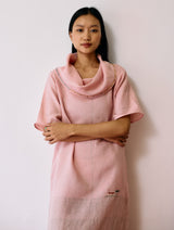 Zaran Cowl Neck Metallic Dress - Pink