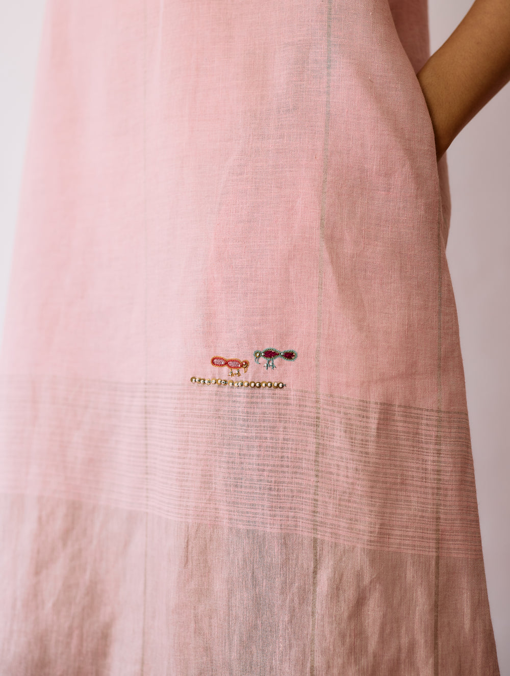 Zaran Cowl Neck Metallic Dress - Pink