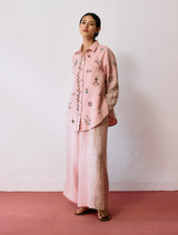 Mansa Floral Hand-Embroidered Shirt - Pink