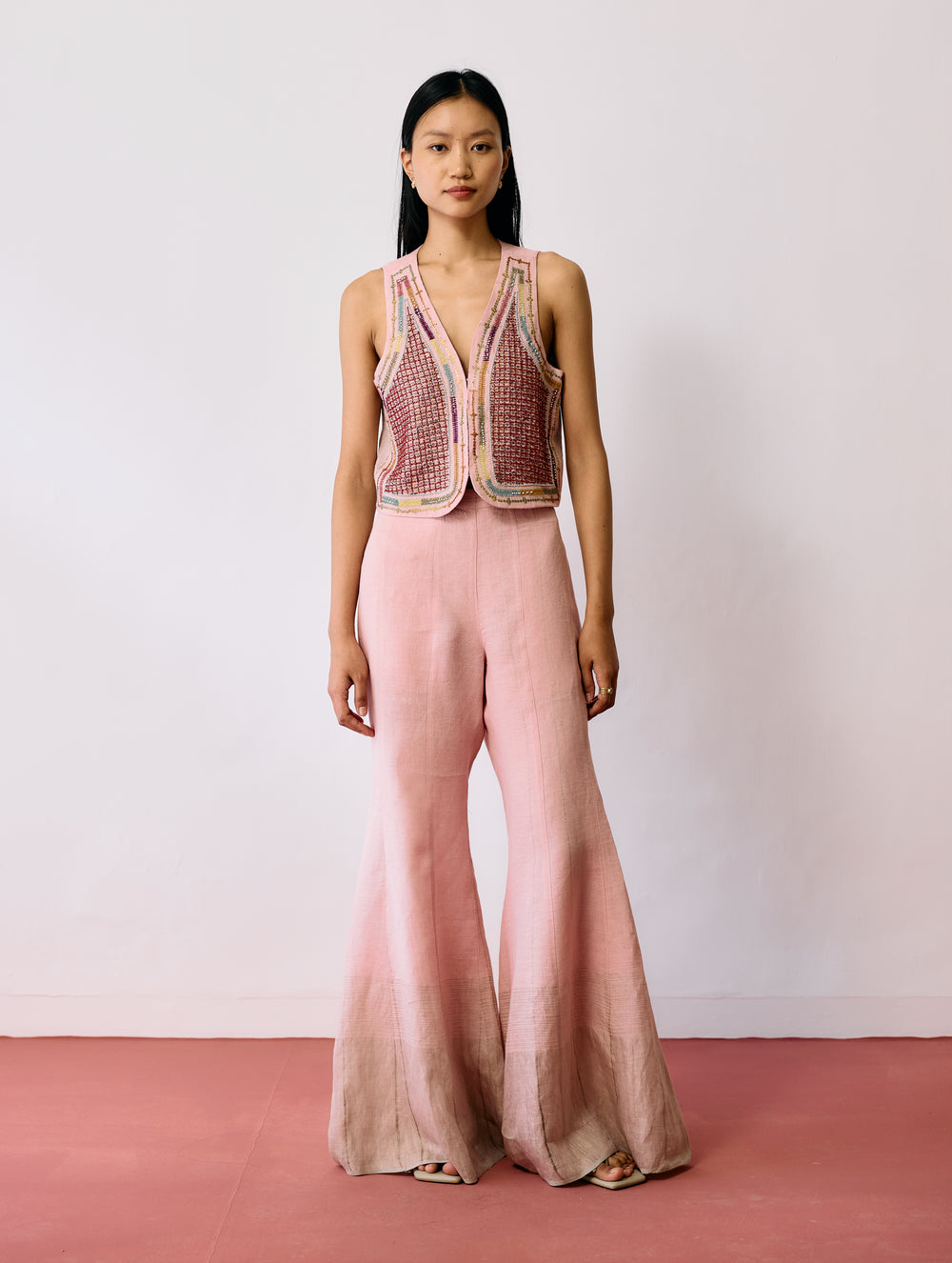Kaya Hand-Embroidered Co-ord - Pink