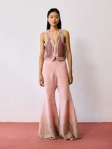 Tala Metallic Linen Sharara Pants - Pink