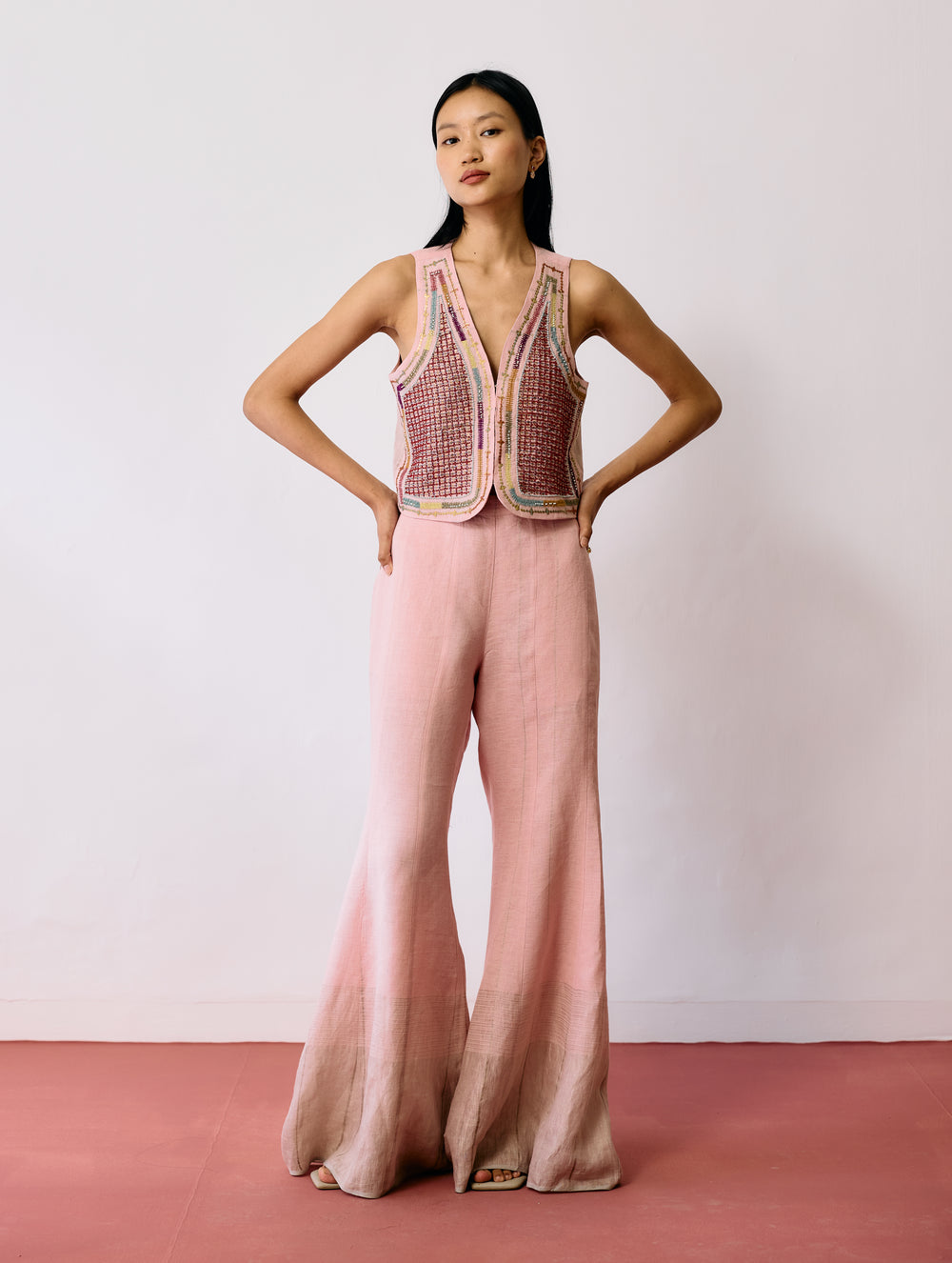 Kaya Hand-Embroidered Co-ord - Pink