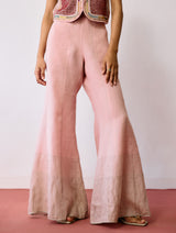 Tala Metallic Linen Sharara Pants - Pink