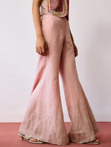 Tala Metallic Linen Sharara Pants - Pink