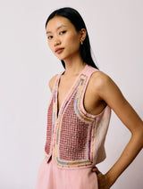 Kaya Hand-Embroidered Vest - Pink