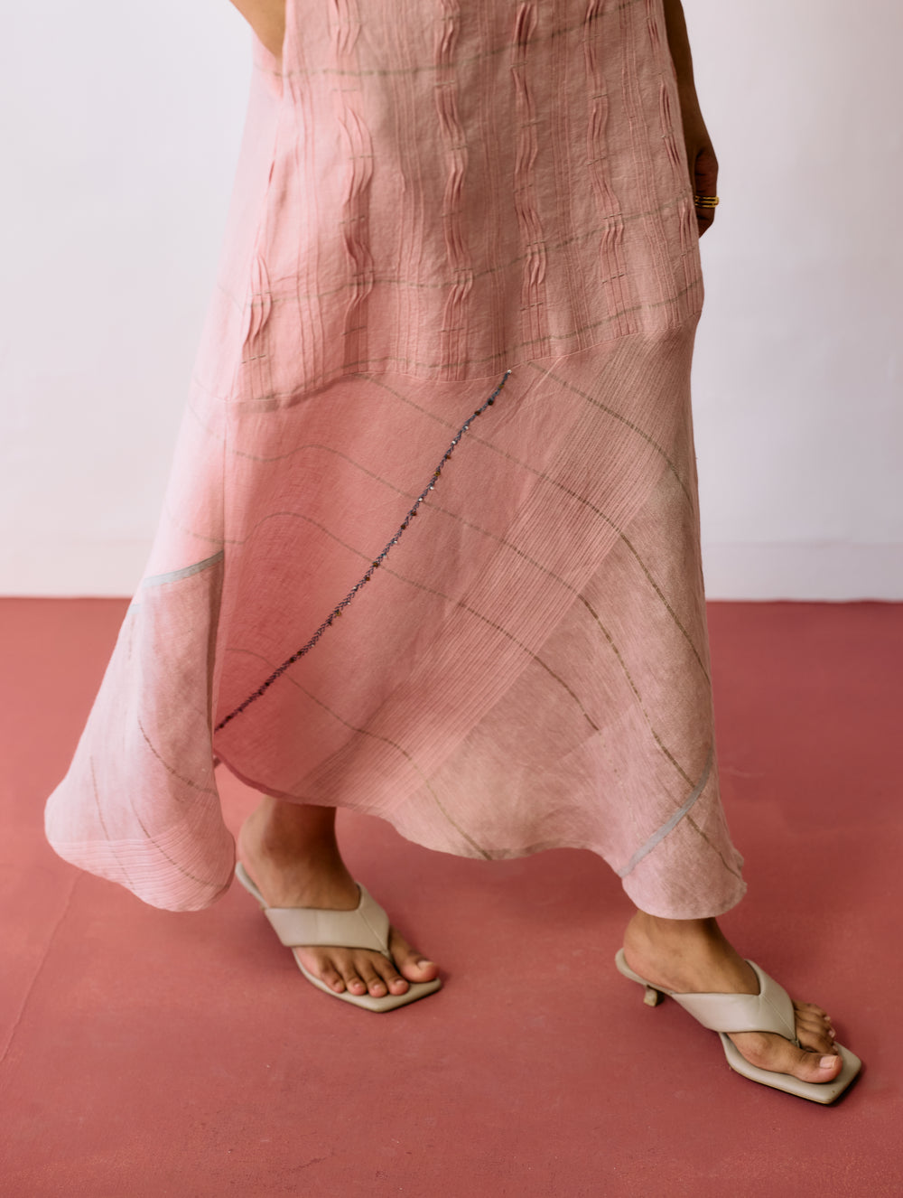 Dana Pintuck & Pleat Sleeveless Dress - Pink