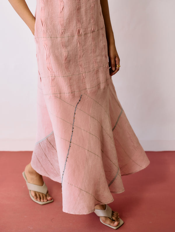 Dana Pintuck & Pleat Sleeveless Dress - Pink