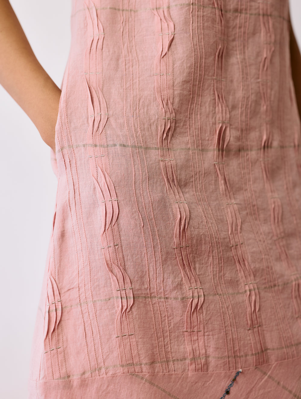 Dana Pintuck & Pleat Sleeveless Dress - Pink