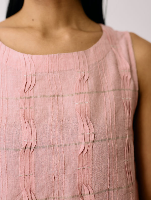Dana Pintuck & Pleat Sleeveless Dress - Pink