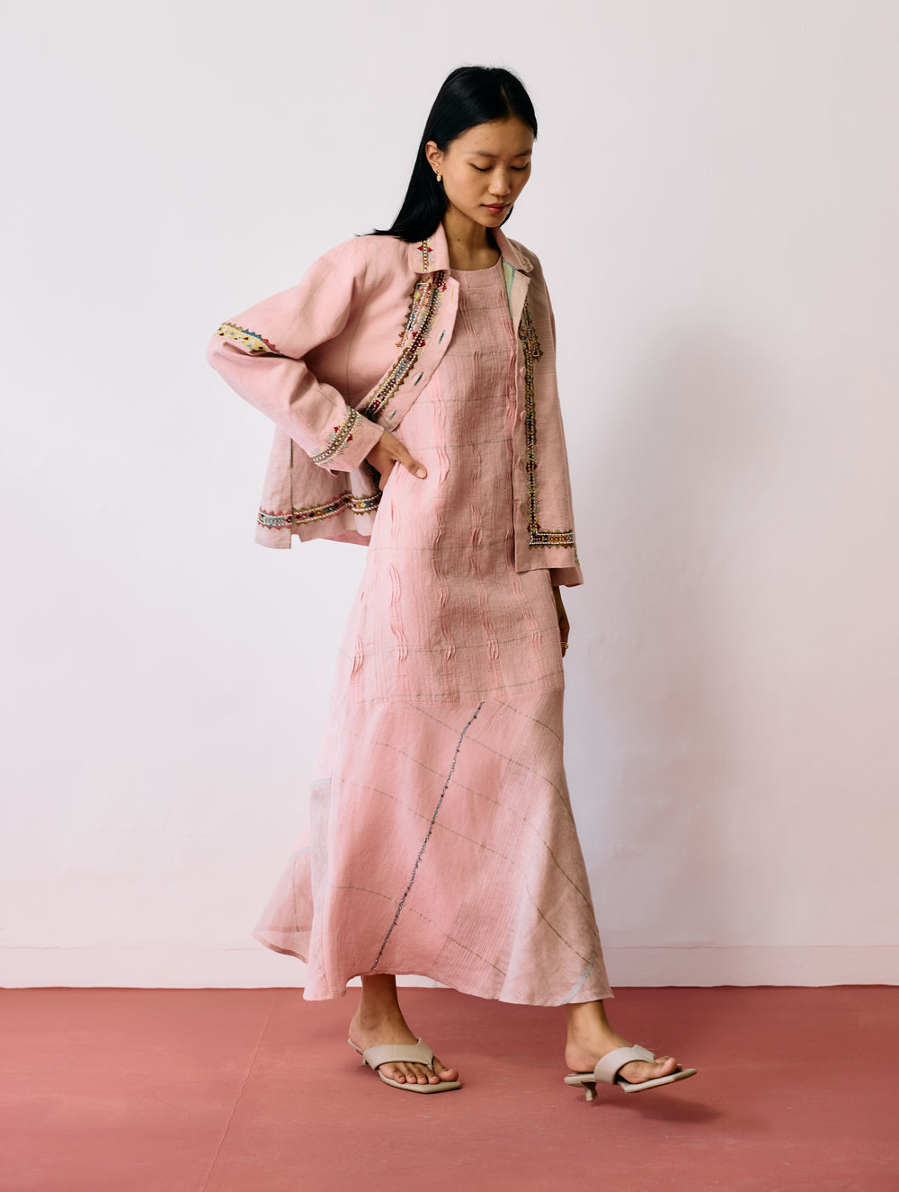 Dana Pintuck & Pleat Sleeveless Co-ord - Pink