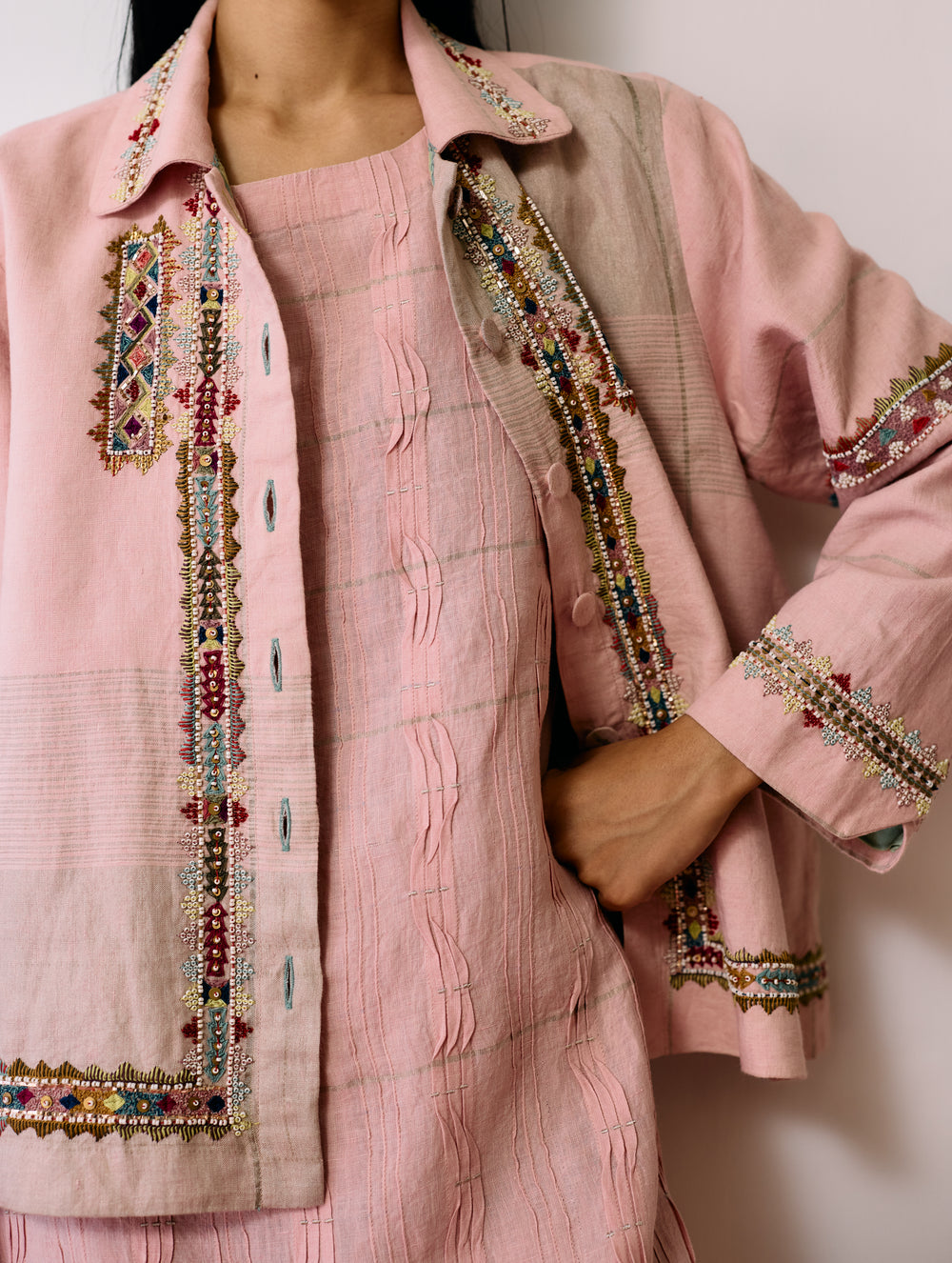 Dana Pintuck & Pleat Sleeveless Co-ord - Pink