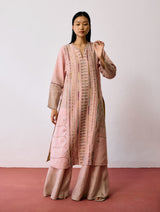 Aicha Hand-Embroidered Panelled Kurta - Pink
