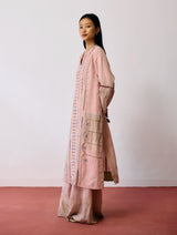 Aicha Hand-Embroidered Panelled Kurta Set - Pink