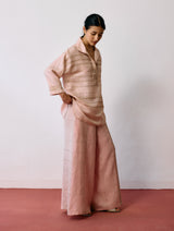 Dayana Handwoven Tussar Silk Top - Ecru Pink