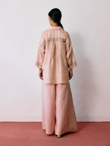 Dayana Handwoven Tussar Silk Top - Ecru Pink