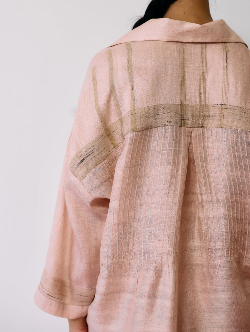 Dayana Handwoven Tussar Silk Top - Ecru Pink