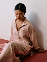 Dayana Handwoven Tussar Silk Top - Ecru Pink