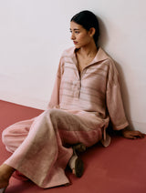 Dayana Handwoven Tussar Silk Top - Ecru Pink