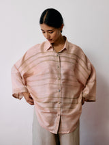 Ines Handwoven Tussar Silk Shirt - Ecru Pink