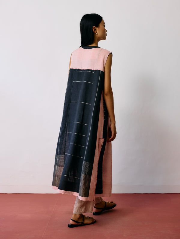 Shal Patchwork Linen Sleeveless Jacket