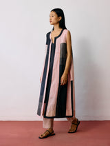 Shal Patchwork Linen Sleeveless Jacket