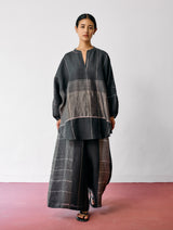 Raza Metallic Linen Co-ord - Charcoal