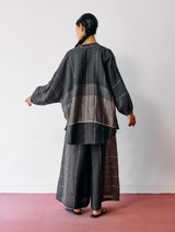 Raza Metallic Linen Co-ord - Charcoal