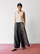 Sera Wide-Leg Metallic Linen Pants - Charcoal