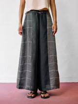 Sera Wide-Leg Metallic Linen Pants - Charcoal